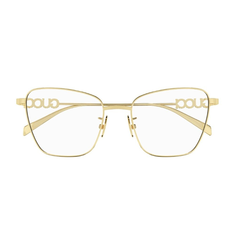 Gucci Butterfly-Shaped Metal Frame Eyeglasses With Decorative Logo Detail