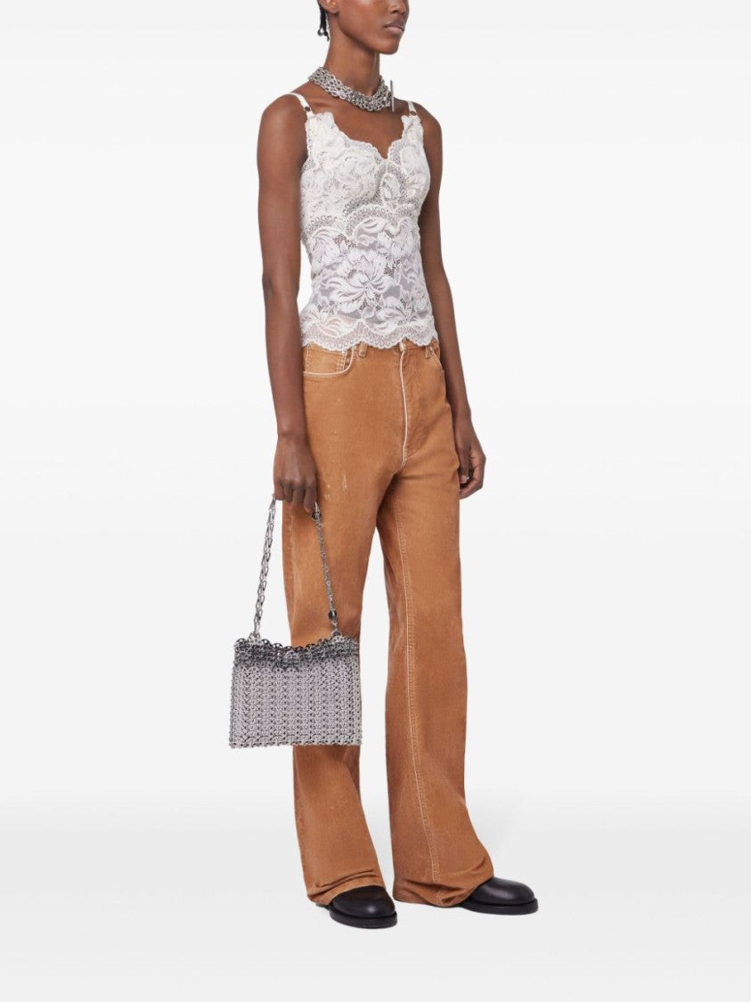 Rabanne Ivory Top With Delicate Lace Design