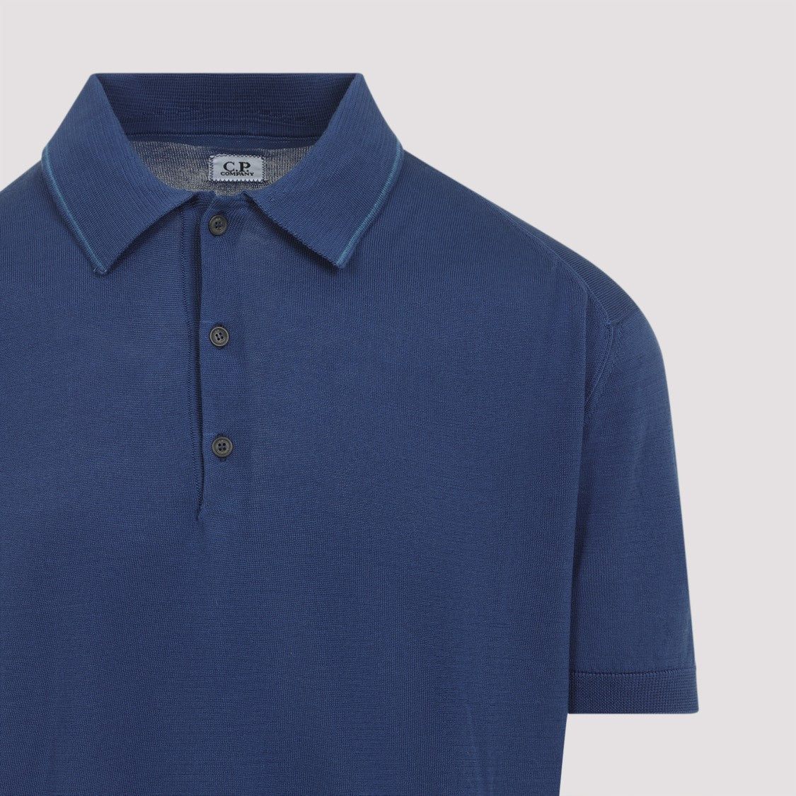 C.P. Company Blue Cotton Polo T-Shirt With Buttoned Placket