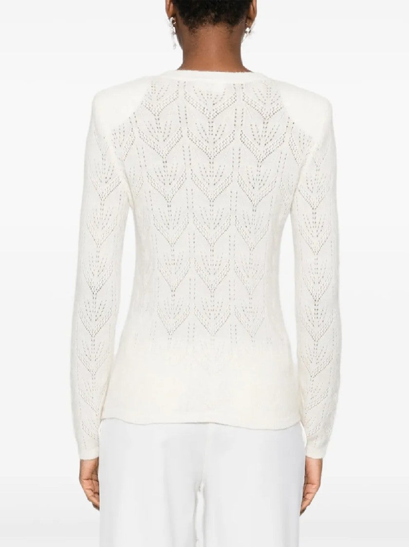 P.A.R.O.S.H. Delicate Knit Sweater With Leaf-Like Openwork Pattern