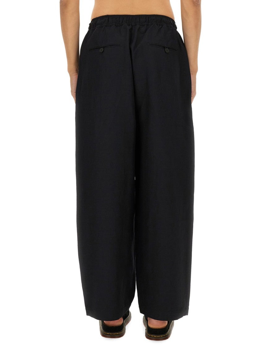Studio Nicholson Relaxed Fit Black Pants With Elastic Waistband