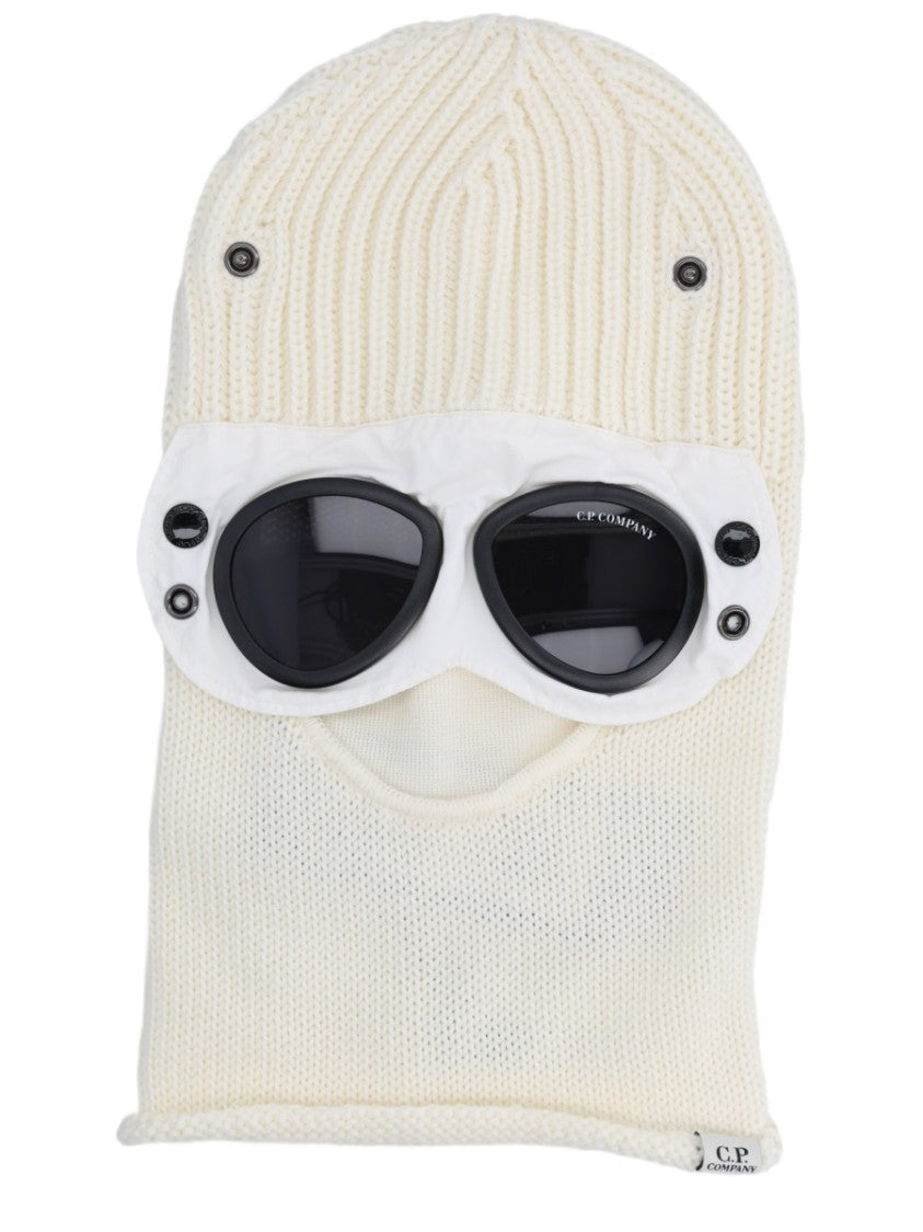 C.P. Company White Wool Balaclava Goggle Hat