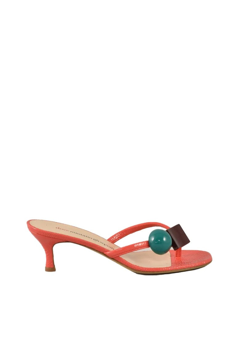 Dove Nuotano Gli Squali Leather Flip-Flops - Red