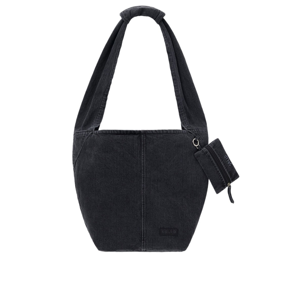 Solid Homme Structured Cotton Denim Shoulder Bag With Embroidered Logo