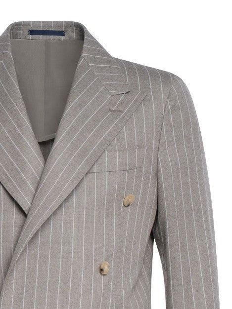 Franzese Collection Double-Breasted Grey Pinstriped Suit
