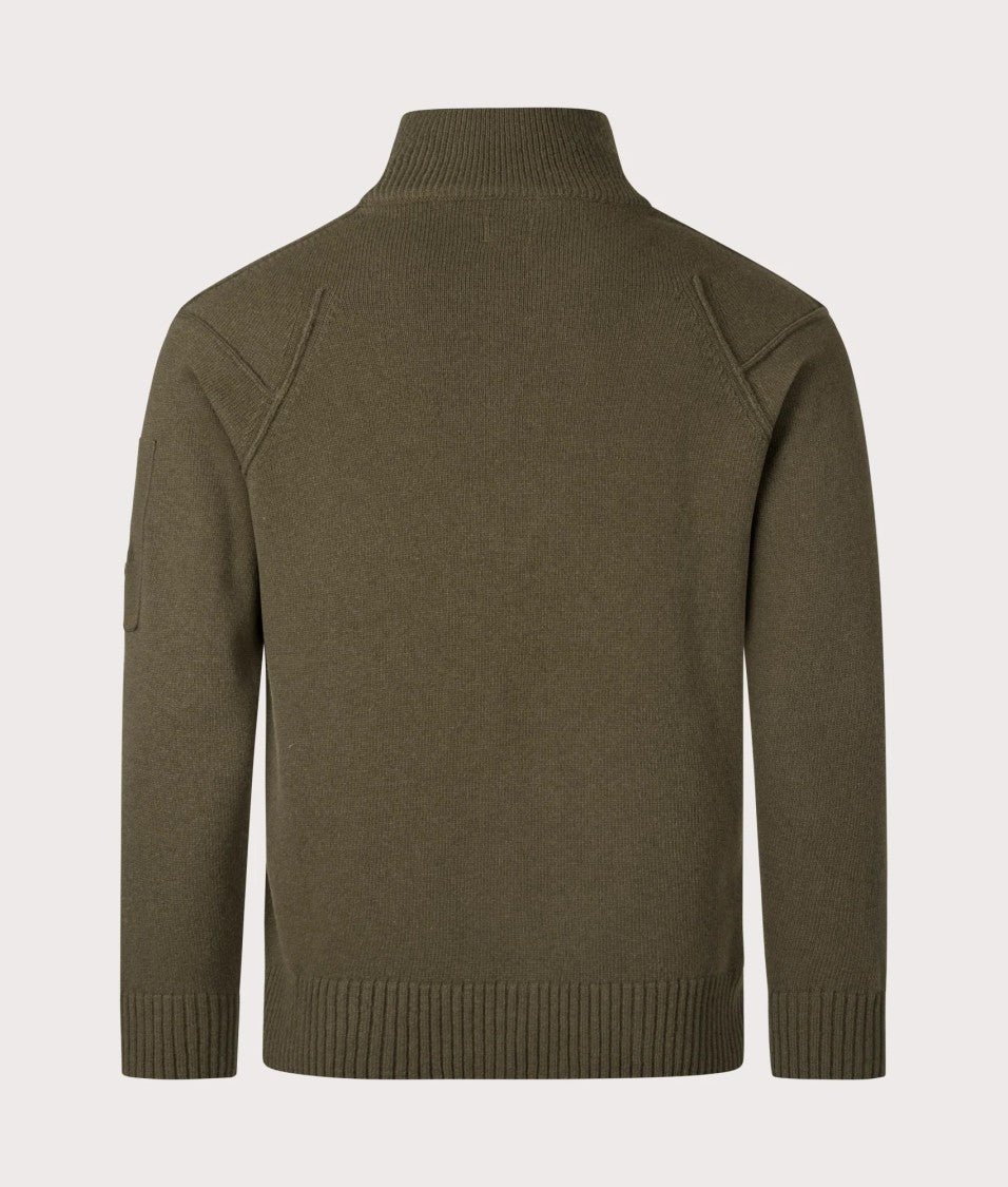 C.P. Company Half-Zip Knit Top With Textured Fabric And High Collar