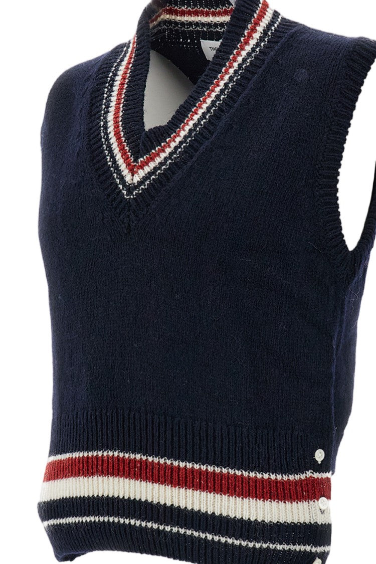 Thom Browne Blue Hector Intarsia Wool Mohair Vest