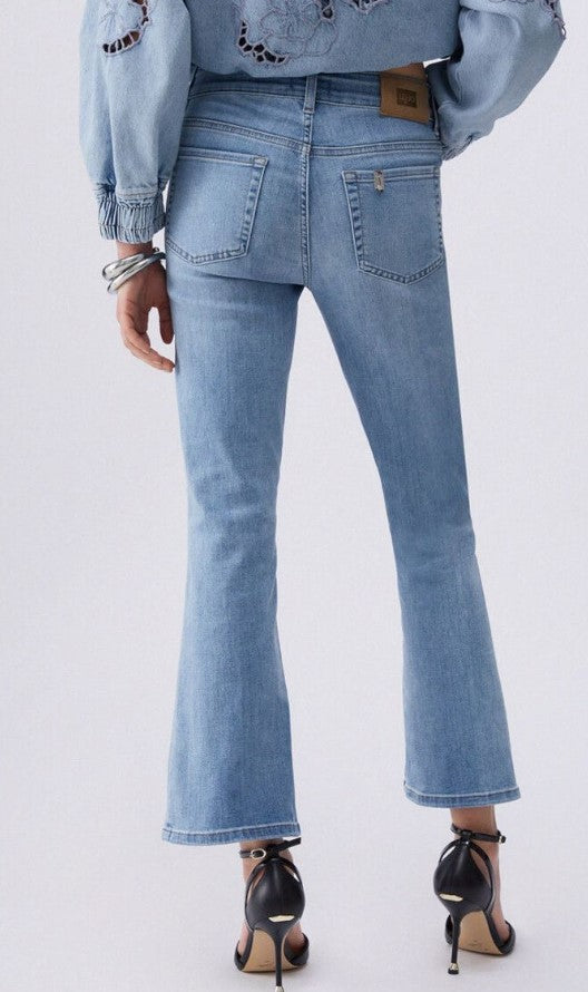 Liu Jo High-Waisted Cropped Bootcut Jeans With Bleached Stone Wash