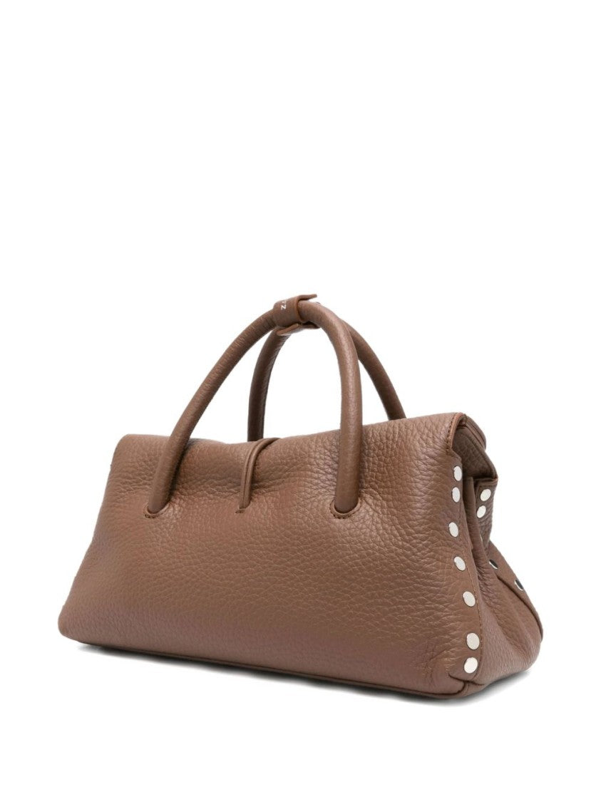 Zanellato Brown Grained Texture Top Handle Shoulder Bag