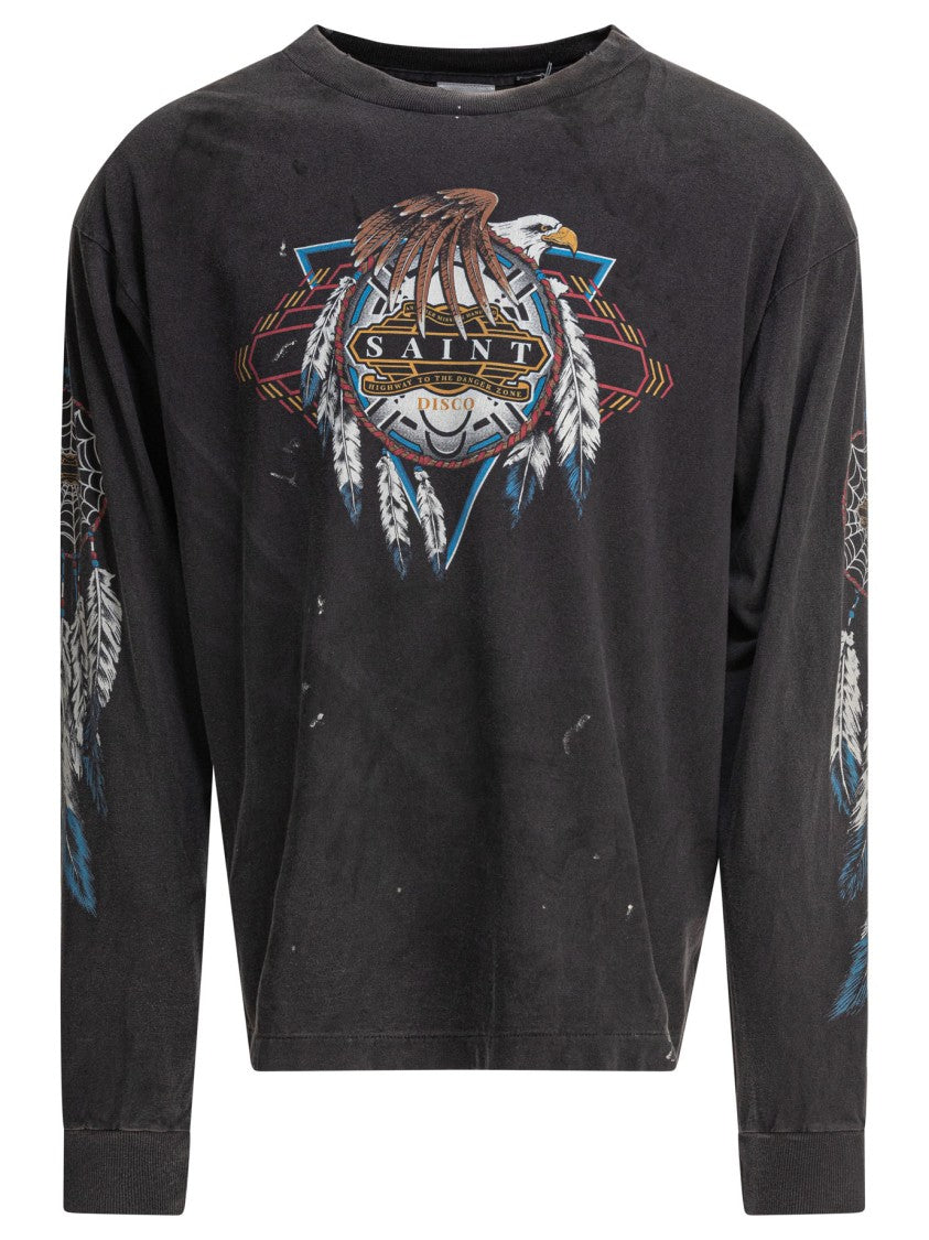 Saint Mxxxxxx Long-Sleeve Black Cotton T-Shirt