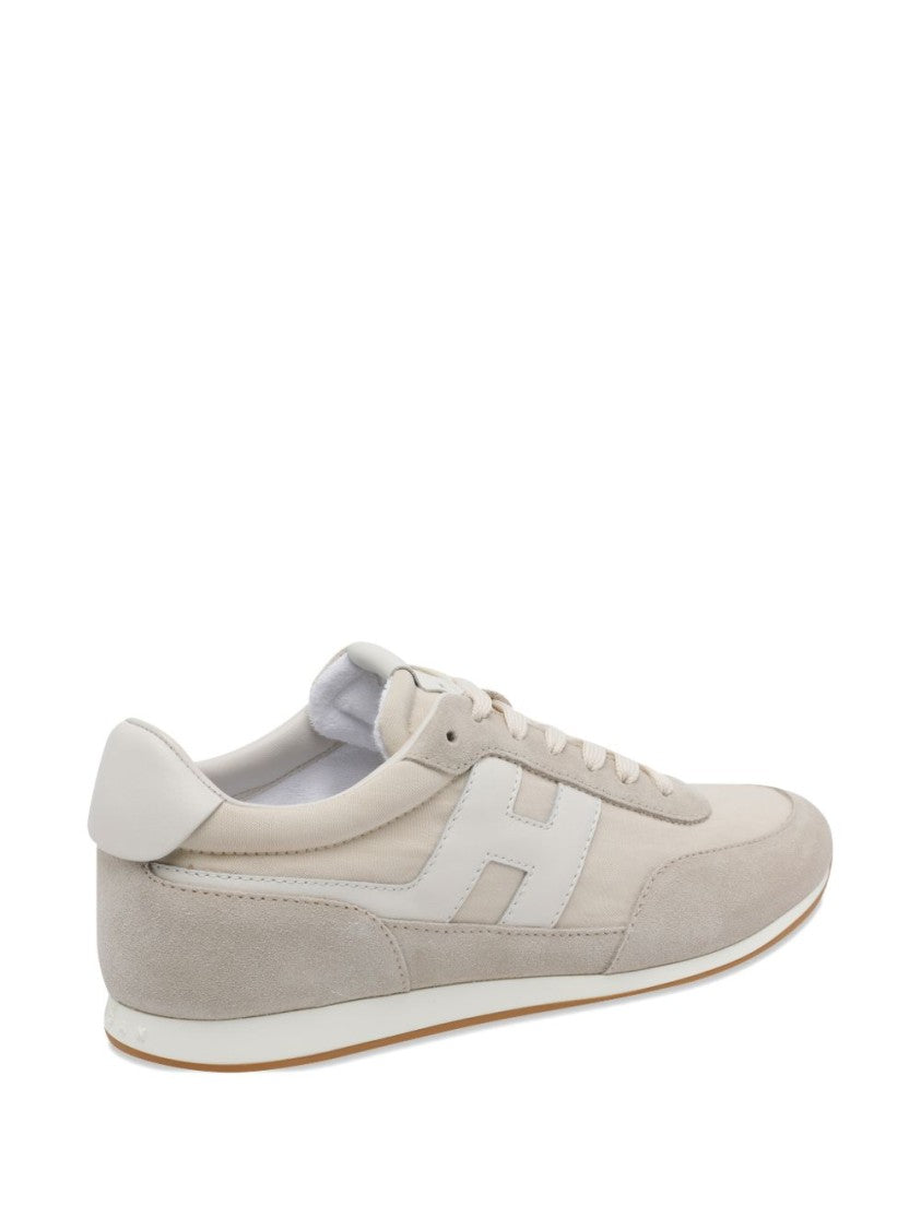 Hogan Beige Silk And Nylon Sneakers