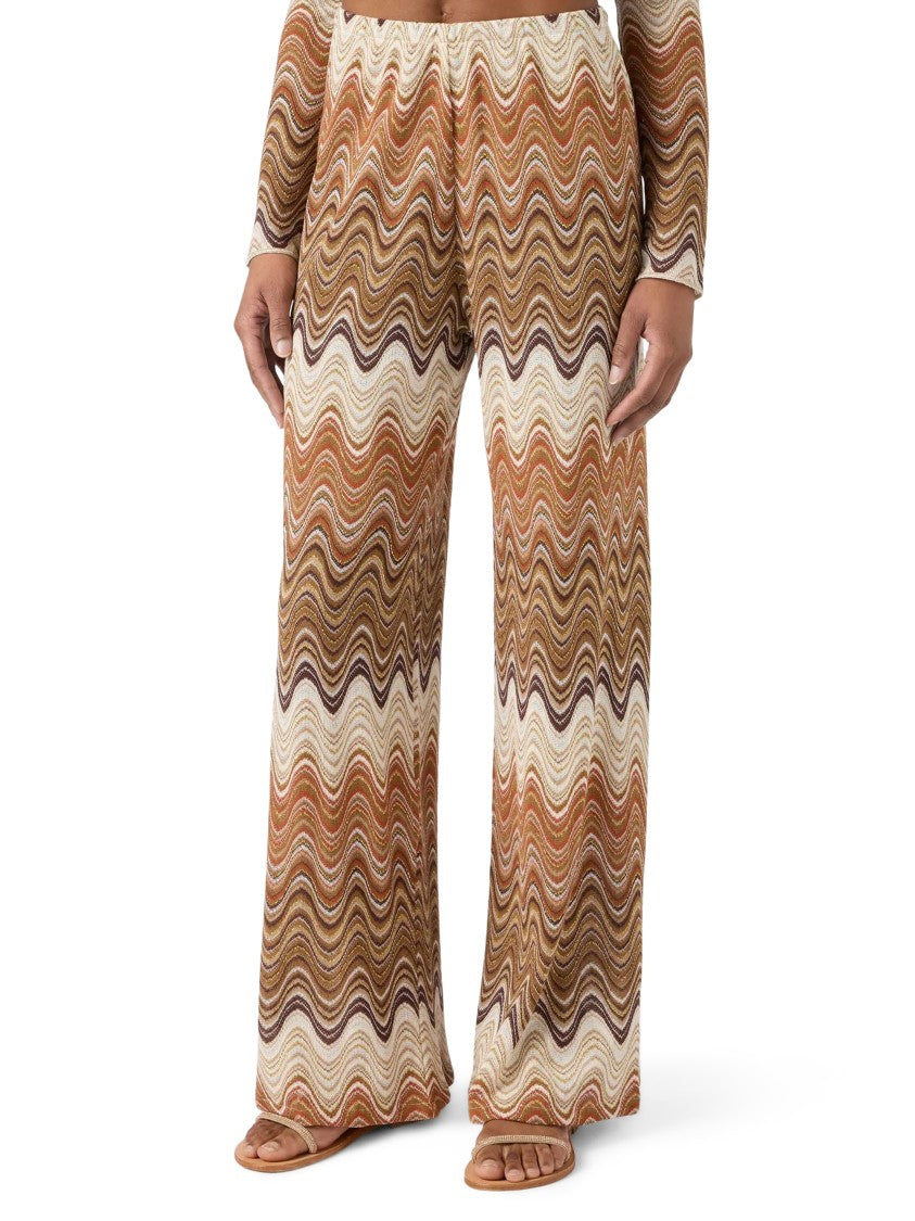 Mc2 Saint Barth Fluid Wide-Leg Trousers With Striking Wave Pattern