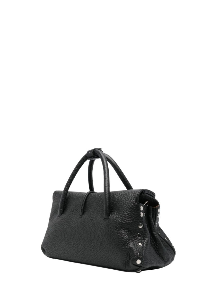 Zanellato Textured Leather Handbag With Turn-Lock Clasp And Detachable Strap