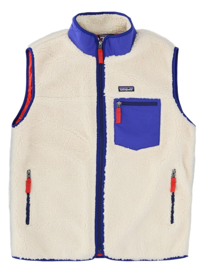 Patagonia Beige Plush Textured Contrast Trim Vest
