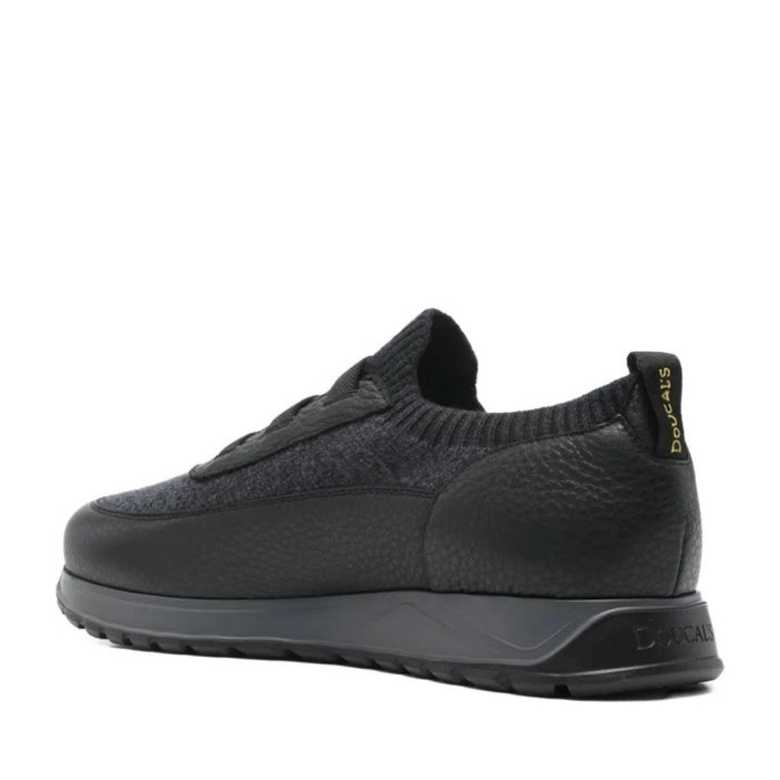 Doucal's Black Low-Profile Textured Leather Sneakers