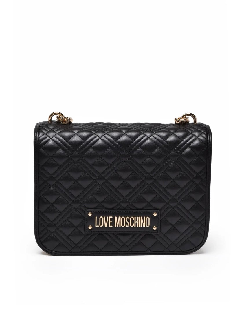 Love Moschino Black Quilted Compartmentalized Polyurethane Shoulder Bag