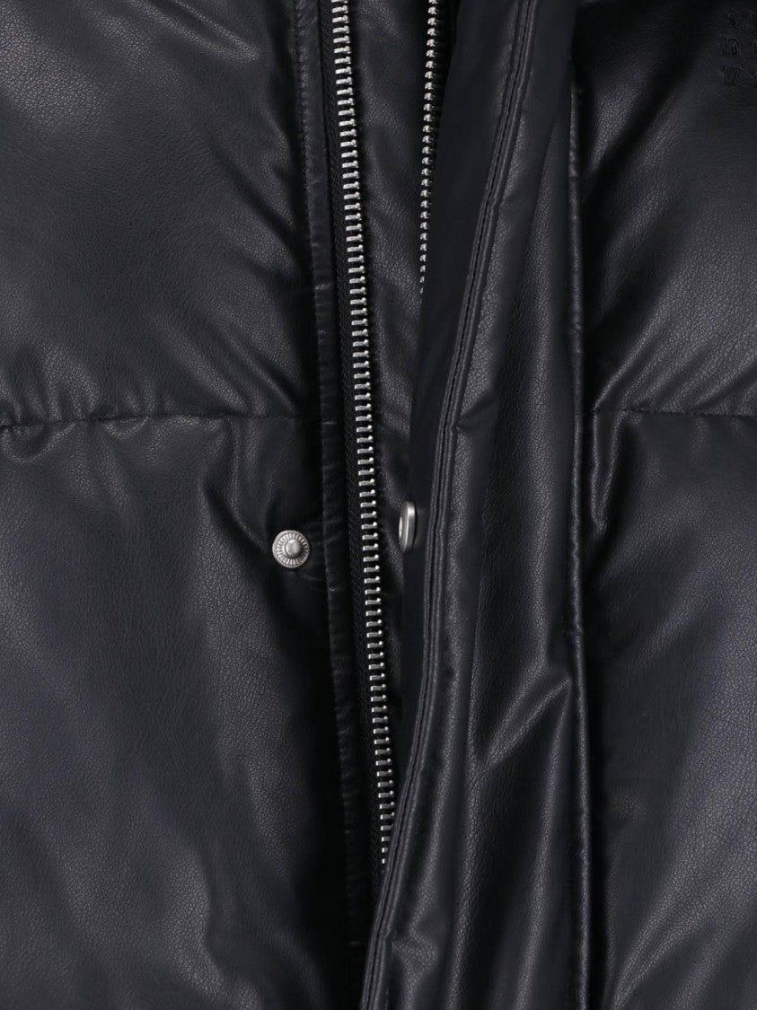 Mm6 By Maison Margiela Black Faux Leather Padded Jacket