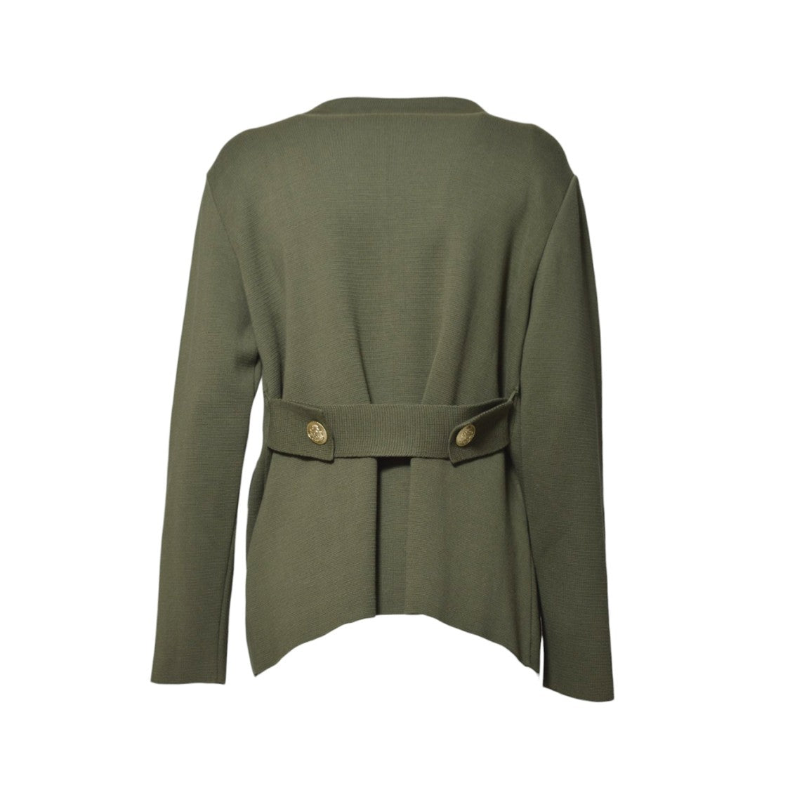 Charlott Military Green Cotton V-Neck Jacket