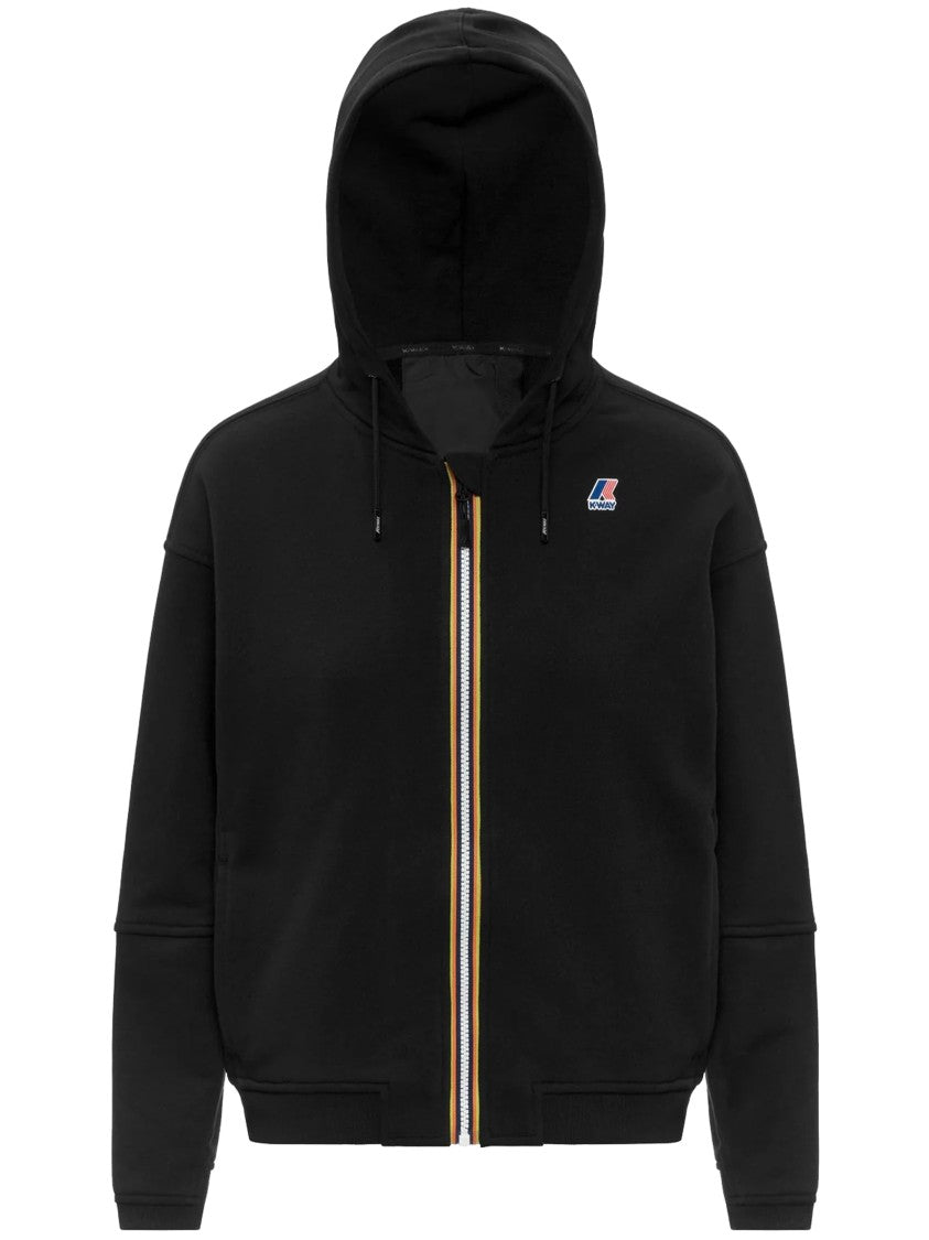 K-Way Lara Poly Cotton Black Zip-Up Hoodie