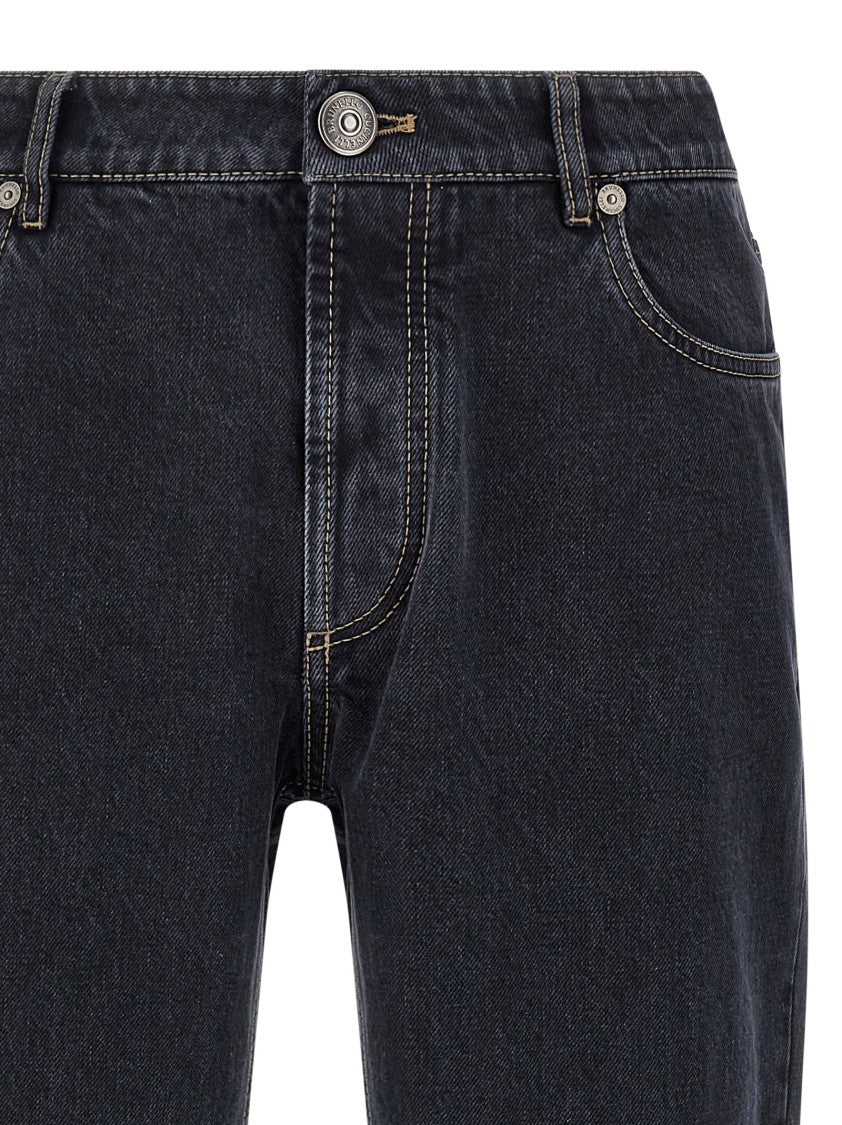 Brunello Cucinelli Garment-Dyed Black Denim Jeans