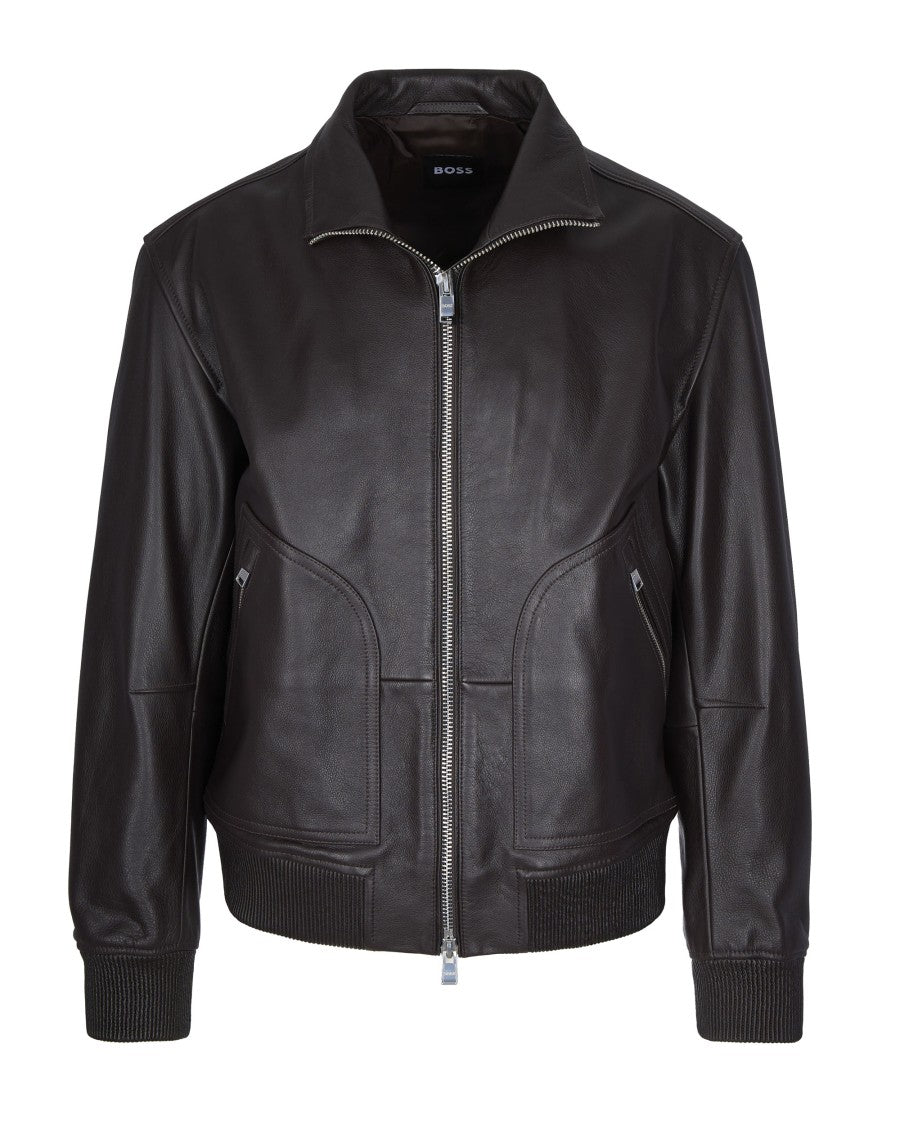 Boss Premium Nappa Leather Casual Jacket With Double Zipper