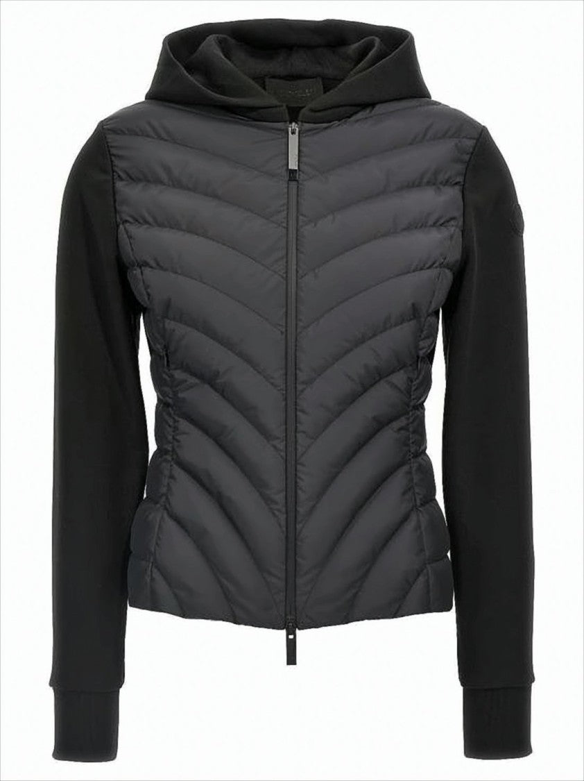 Moncler Quilted Black Training Top With Zip-Up Closure And Hood