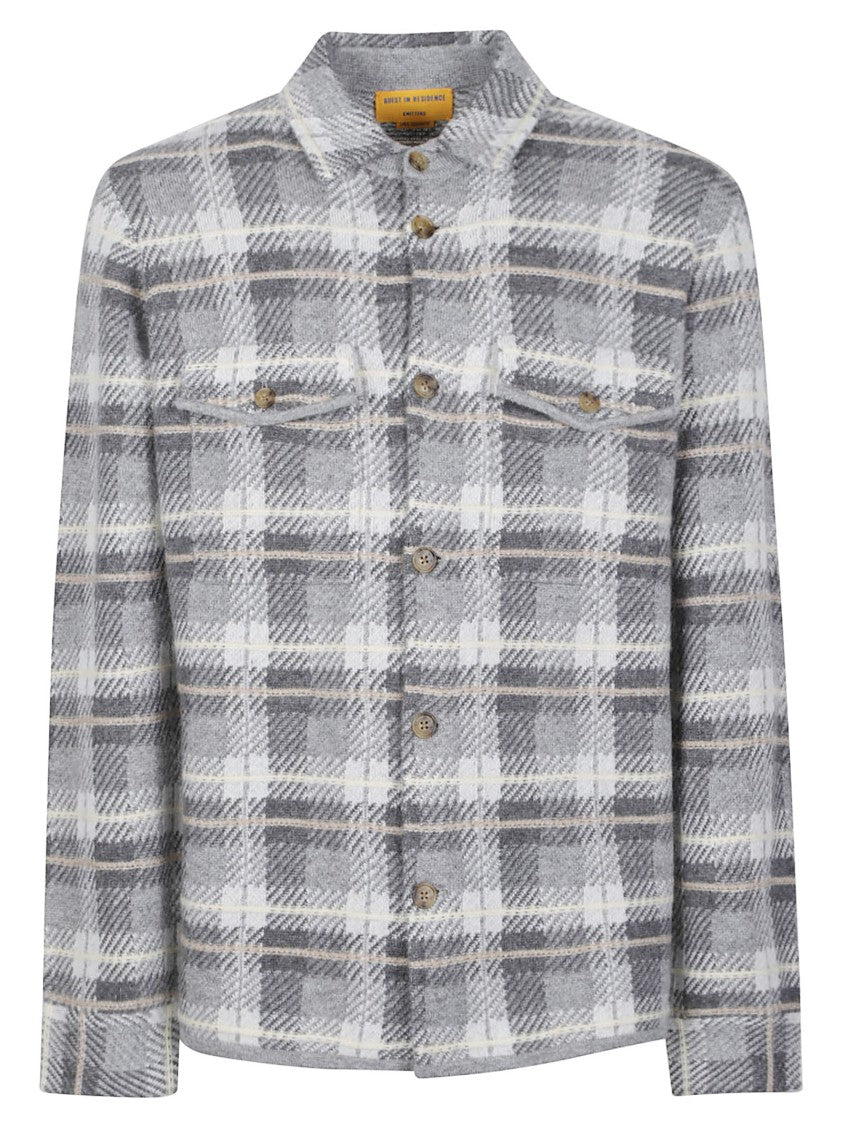 Guest In Residence Plaid Wooden Buttons Cashmere Work Shirt Jacket