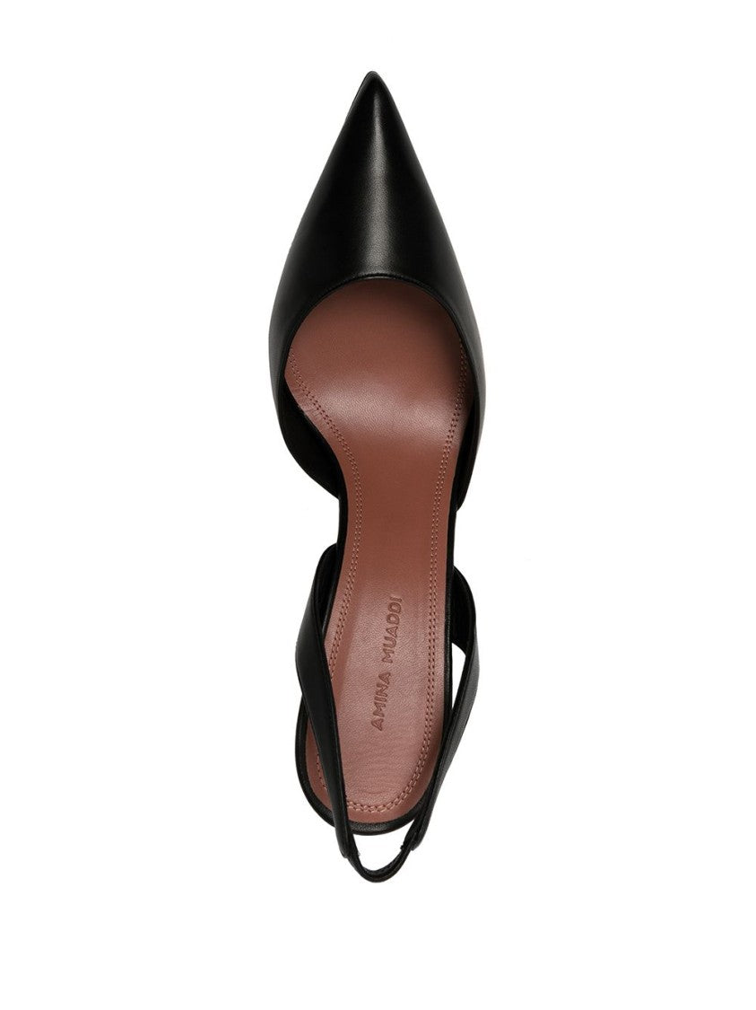 Amina Muaddi Pointed Toe Slingbacks With Hourglass Heel