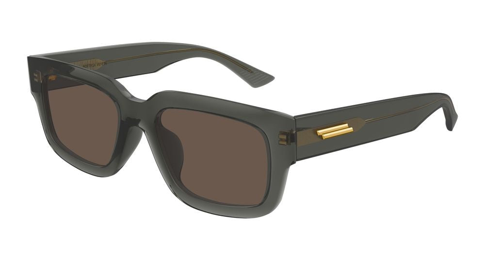 Bottega Veneta Grey Gold-Tone Accents Oversized Square Sunglasses