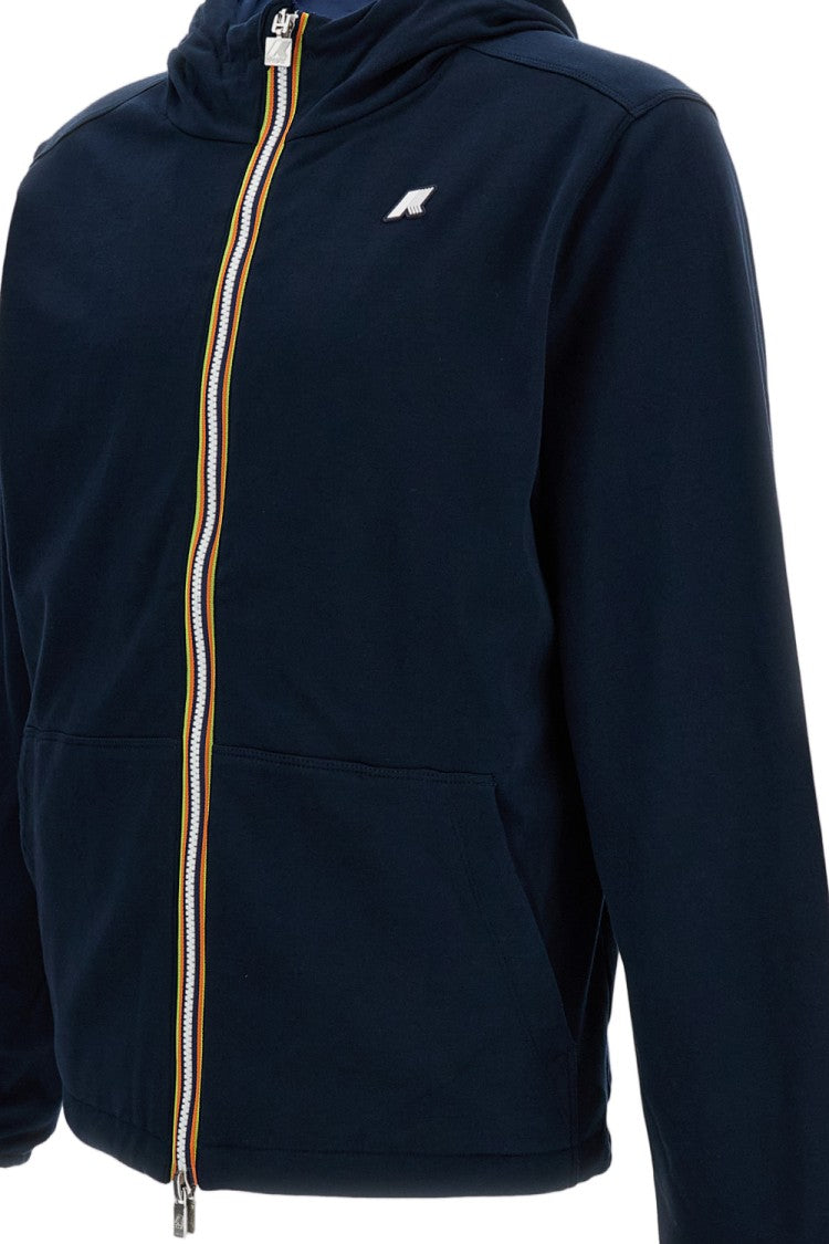 K-Way Reversible Short Jacket In Blue Cotton Interlock