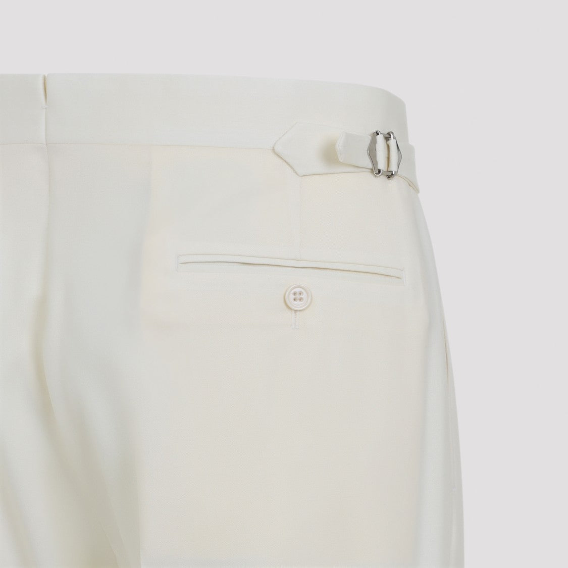 Ralph Lauren X Purple Label Tailored Cream White Wool Pants With Adjustable Straps