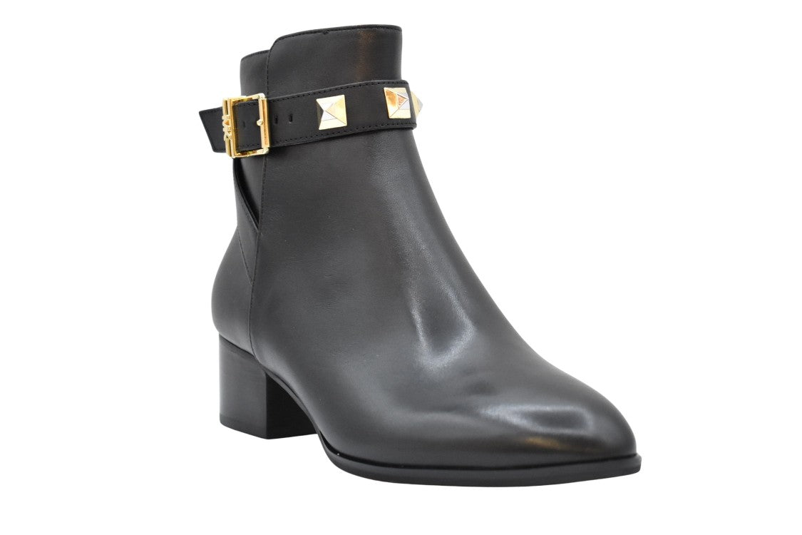 Michael Kors Smooth Leather Ankle Boots With Gold-Tone Accents