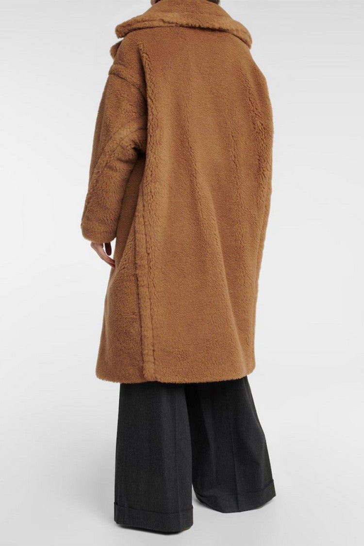 Max Mara Camel Teddy Plush Double-Breasted Camel Coat