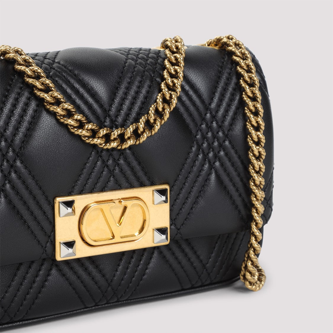 Valentino Quilted Black Leather Shoulder Bag