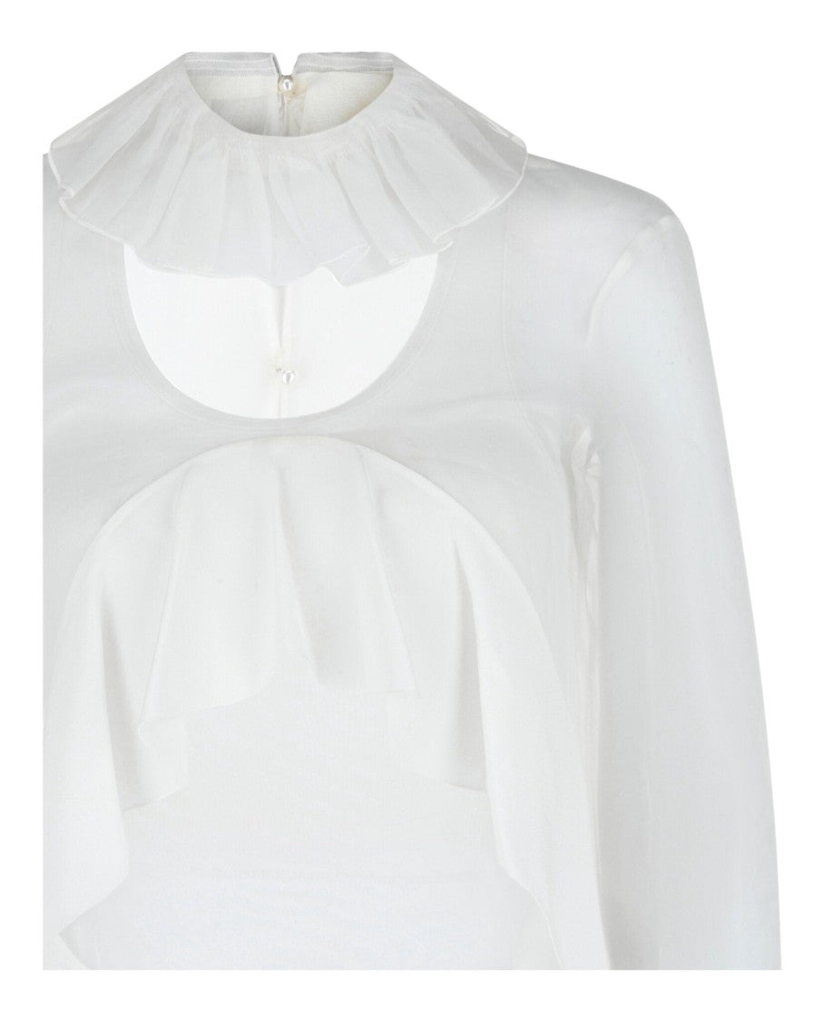 Givenchy Cropped Silk Blouse With Ruffles
