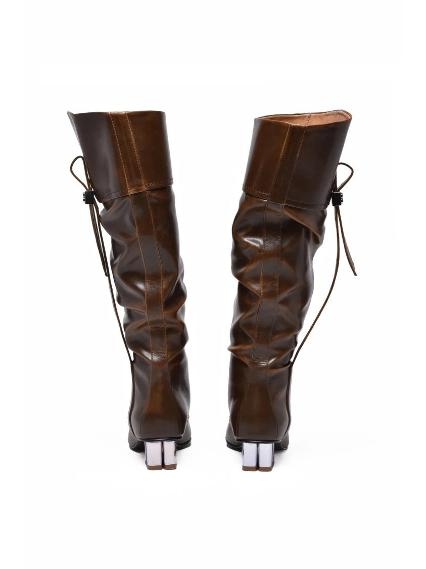 Ganni Brown Rubber Geometric Boots