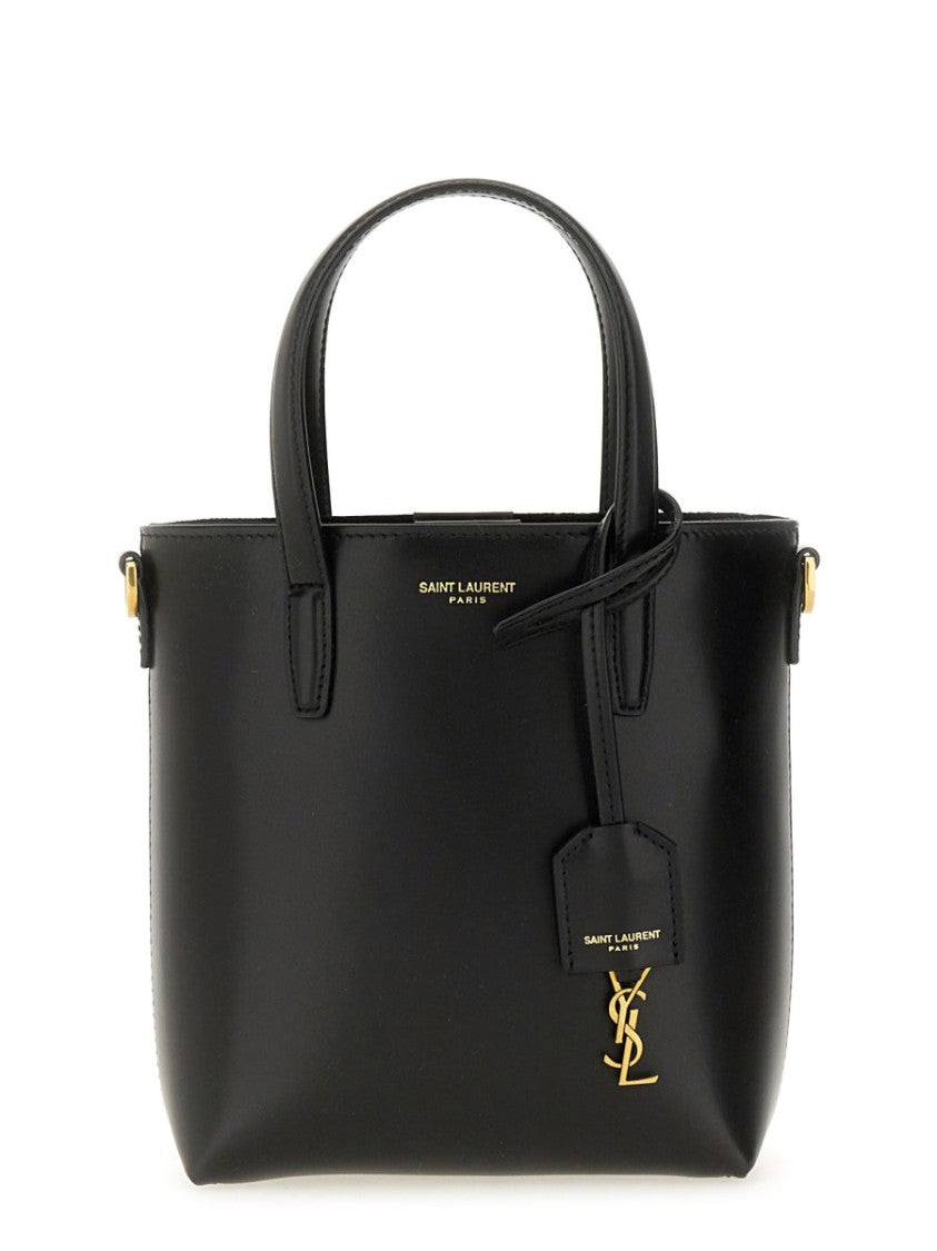 Saint Laurent Compact Structured Mini Tote With Gold-Tone Accents