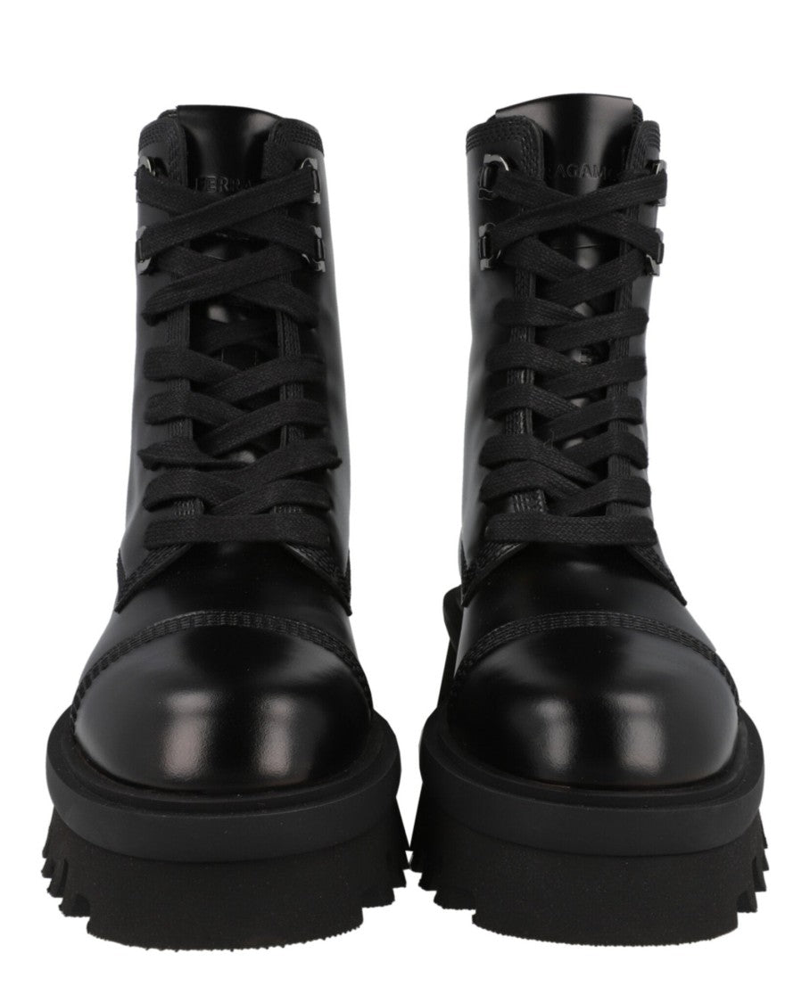 Ferragamo Kira Leather Combat Boots