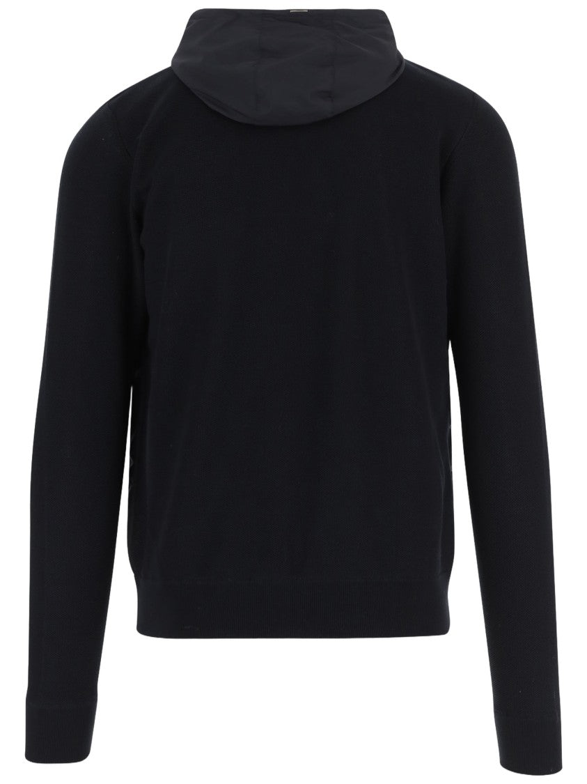 Herno Dark Navy Cotton Nylon Hooded Jacket