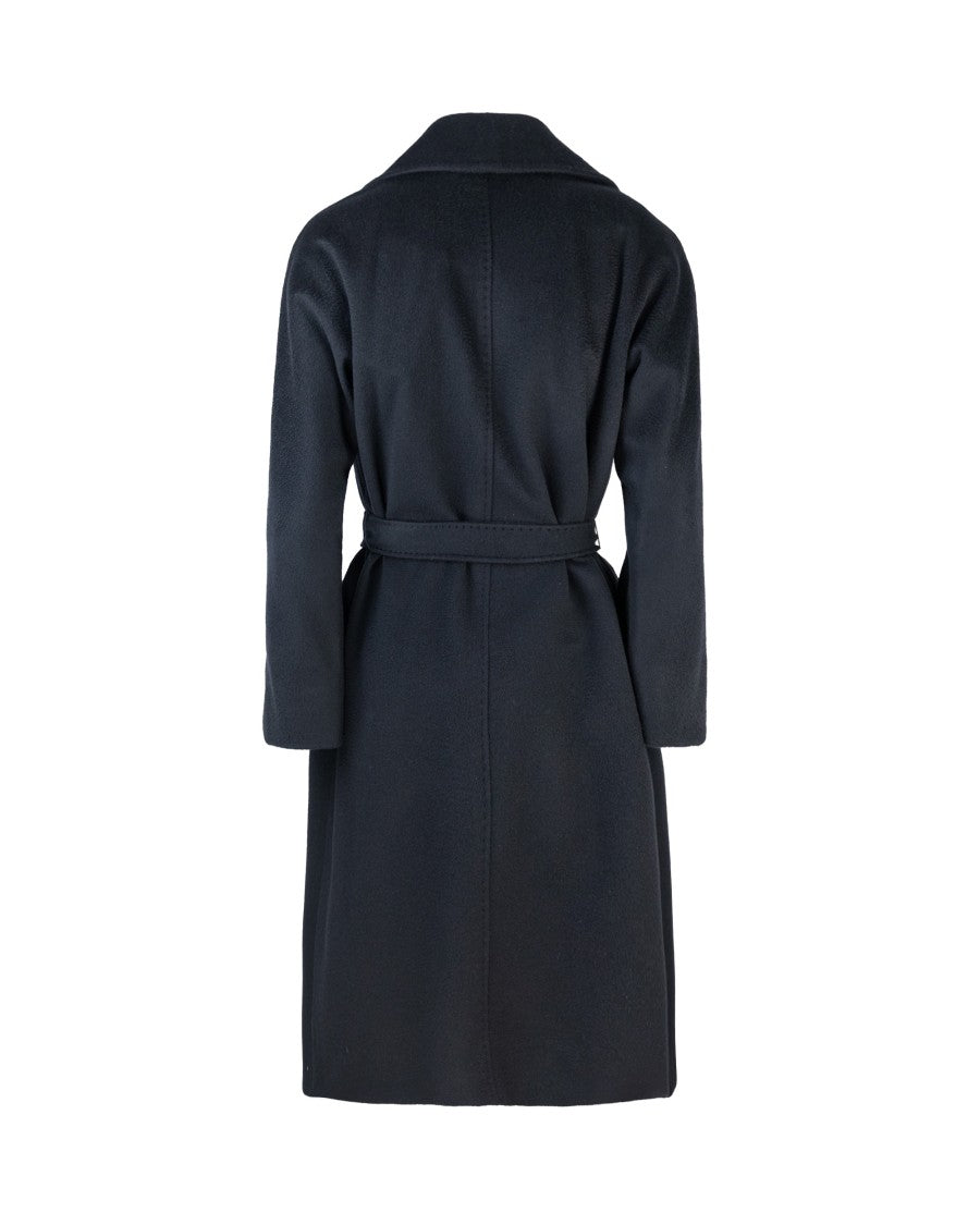 Max Mara Midi-Length Draped Coat With Flared Silhouette And Wide Lapel