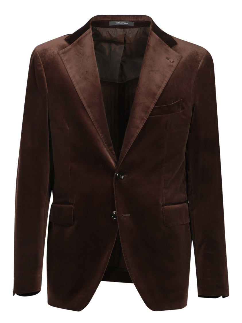 Tagliatore Velvet Blazer With Classic Lapels And Flap Pockets
