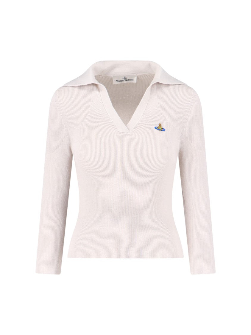 Vivienne Westwood Marina Cream Polo With Multicolor Orb Logo