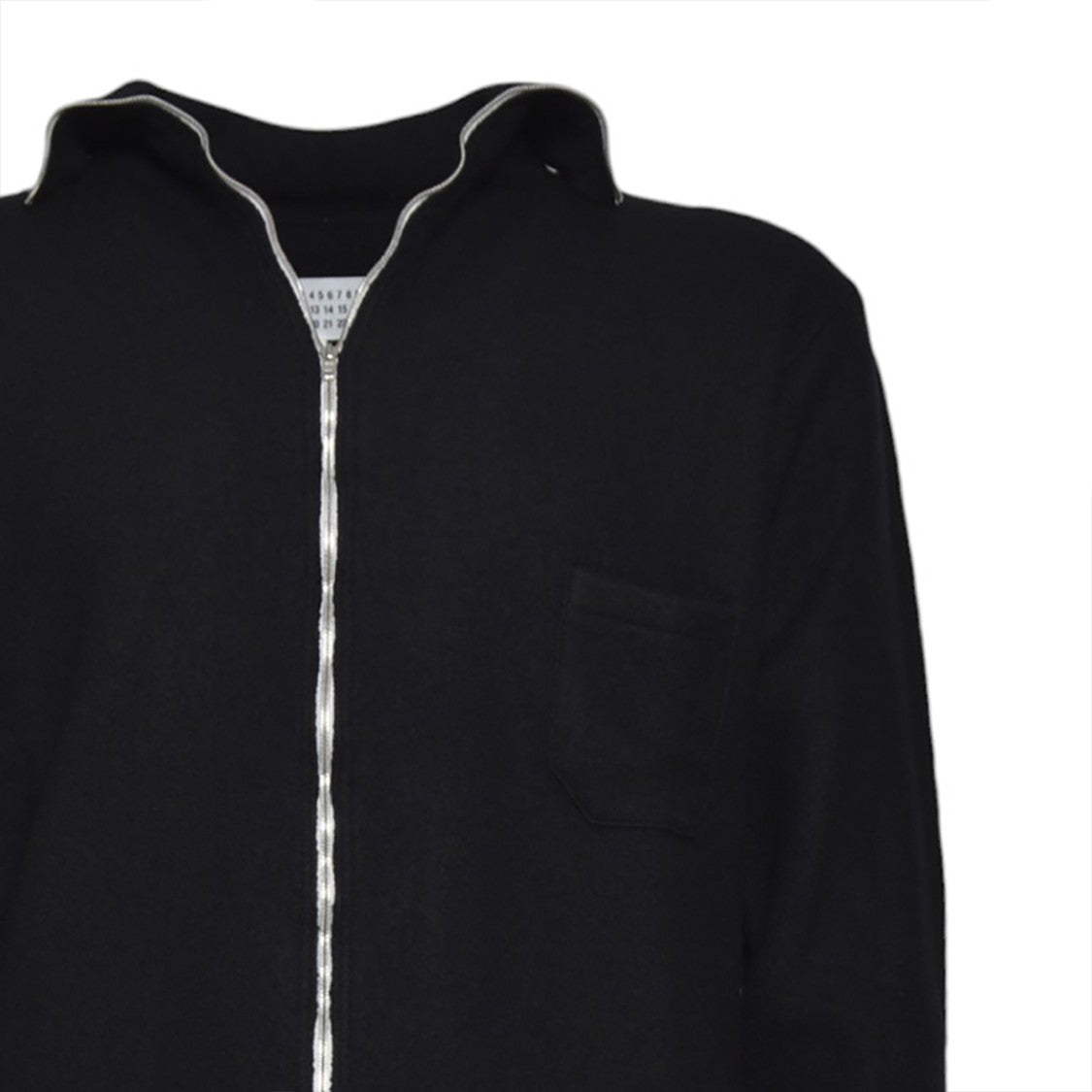 Maison Margiela Minimalist Black Wool Sweater With Front Zipper Closure