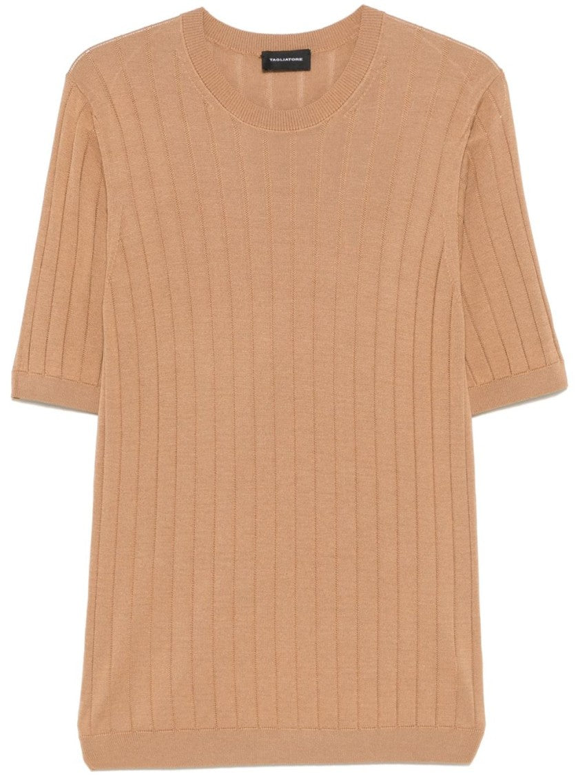 Tagliatore Ribbed Fitted T-Shirt With Classic Crew Neckline