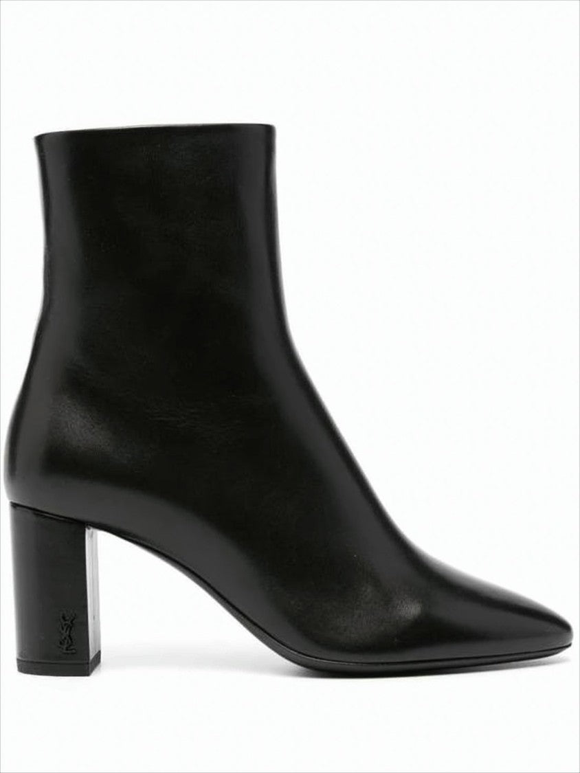 Saint Laurent Black Lambskin Ankle Boot With Pointed Toe