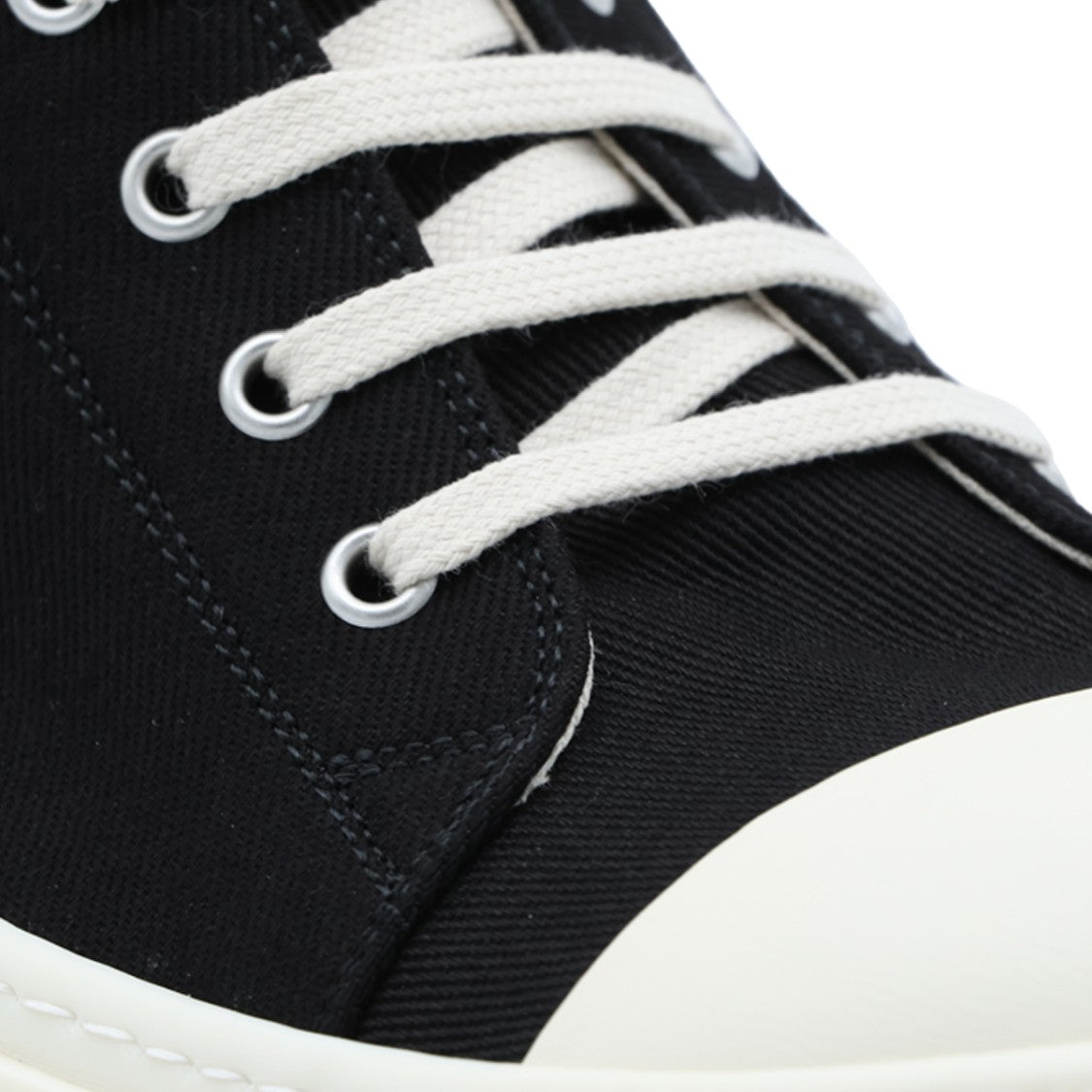Drkshdw By Rick Owens Minimalist Black Canvas Sneakers With White Accents