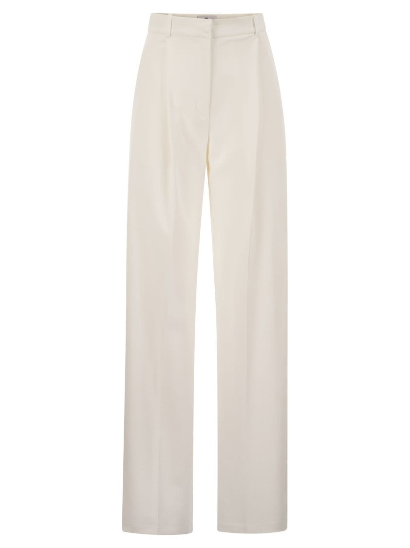 Elisabetta Franchi Crepe Trousers With Satin Details