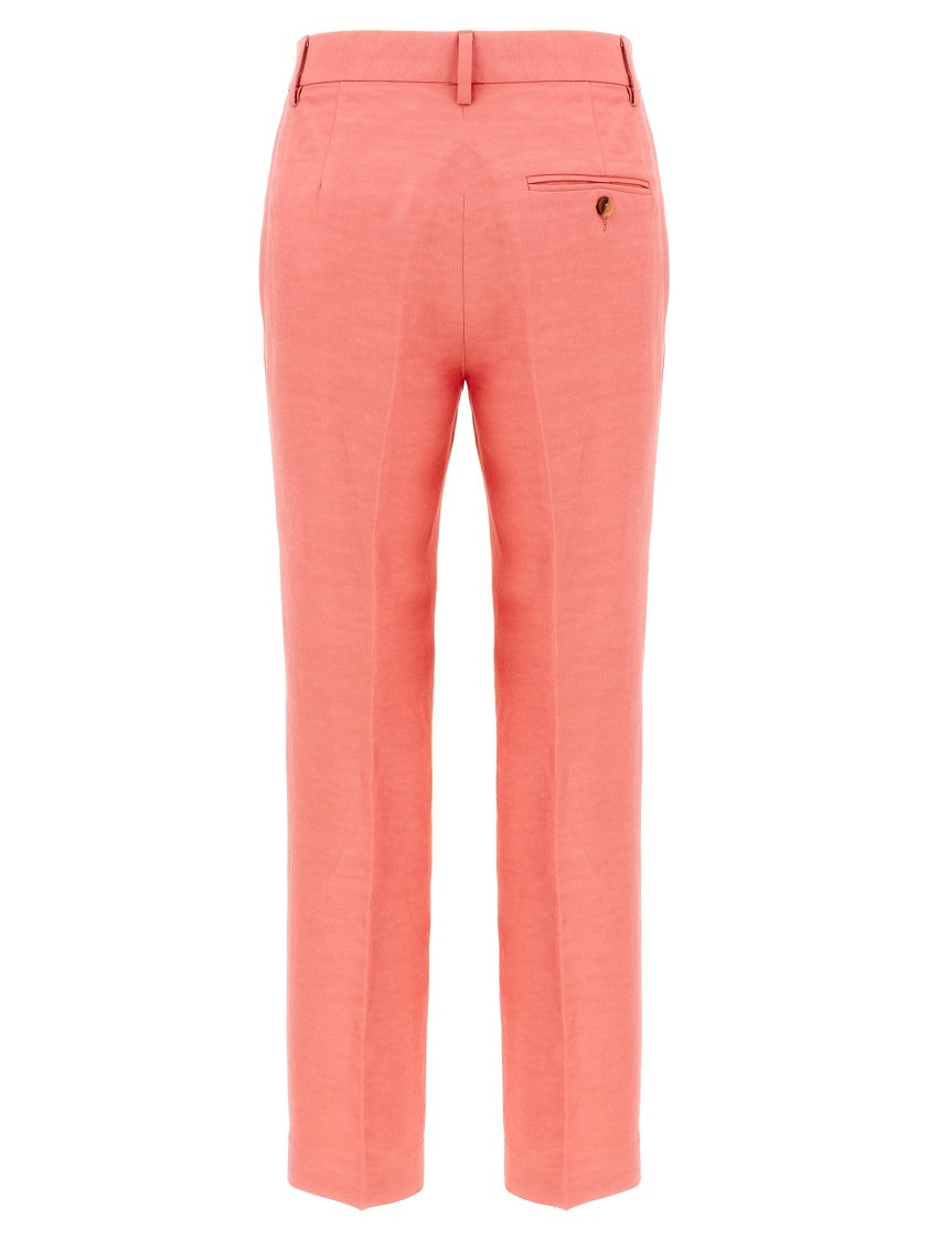 Alberto Biani Linen Blend Chinos With Tailored Pleat