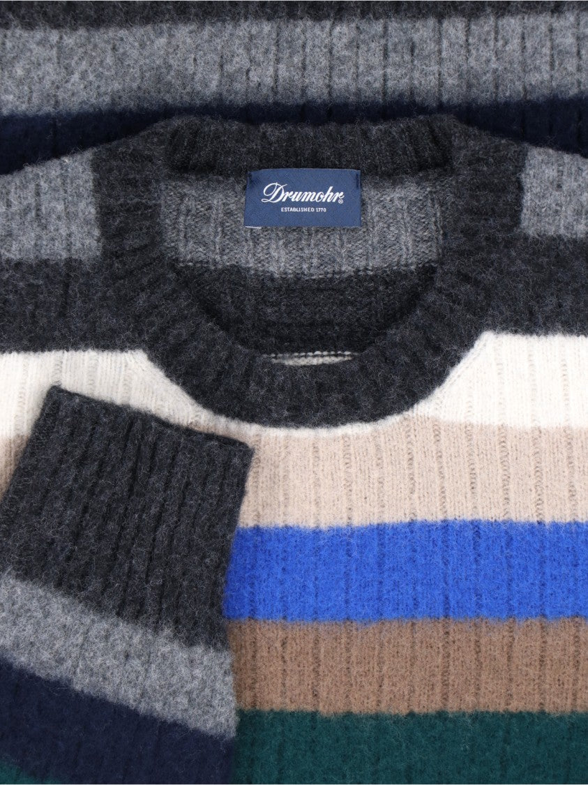 Drumohr Multicolour Textured Knit Sweater With Ribbed Detailing