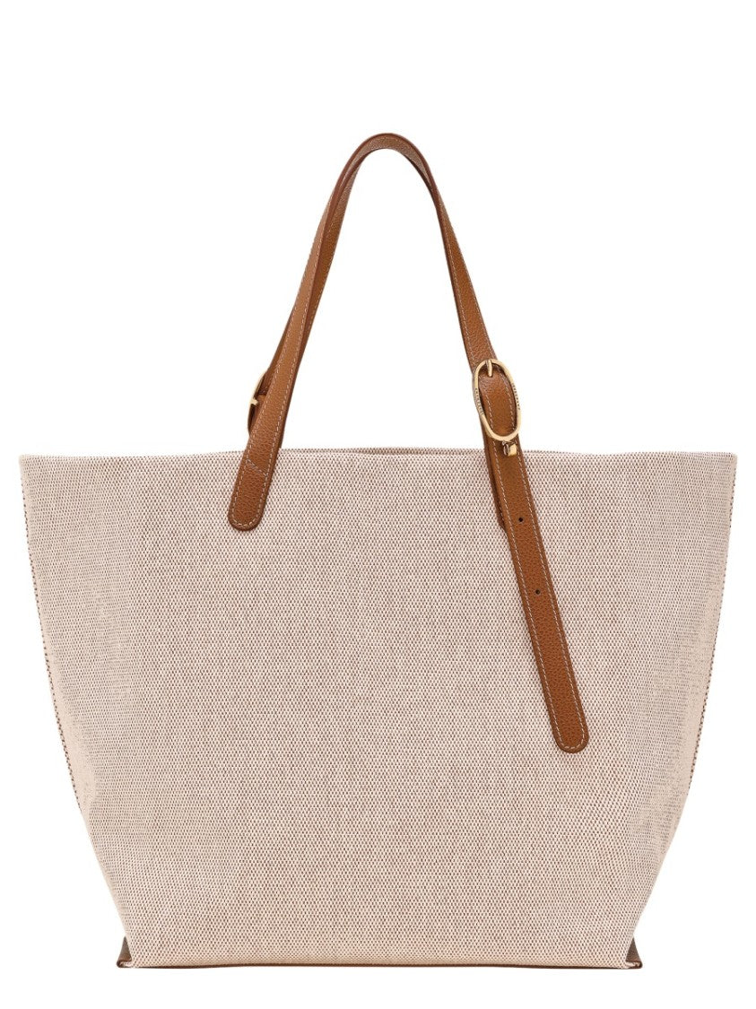 Longchamp Accomplice Canvas Textured Leather Tote Bag